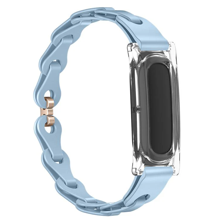 For Google Fitbit Air Transparent PC Case Hybrid Stylish Hollow Silicone Bracelet Watch Band(Light Blue) - Image 2
