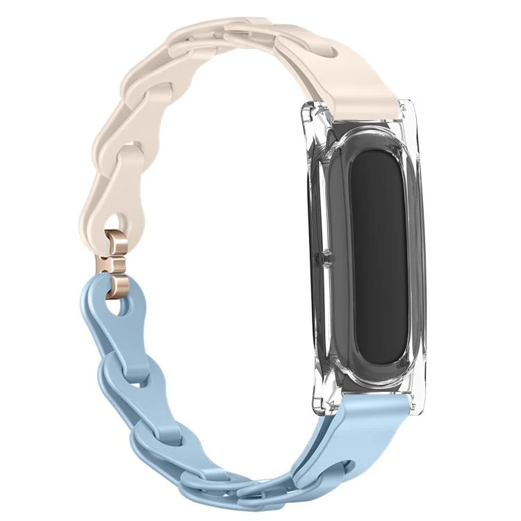For Google Fitbit Air Transparent PC Case Hybrid Stylish Hollow Silicone Bracelet Watch Band(Light Blue Starlight) - Image 2
