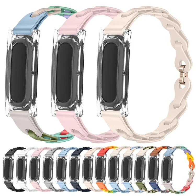 For Google Fitbit Air Transparent PC Case Hybrid Stylish Hollow Silicone Bracelet Watch Band(Light Blue Starlight) - Image 3