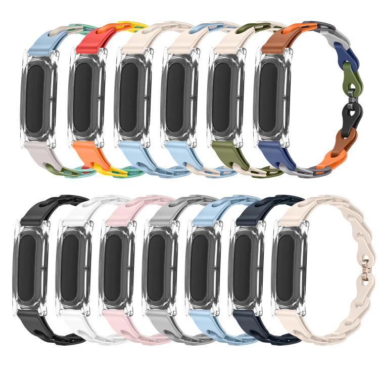 For Google Fitbit Air Transparent PC Case Hybrid Stylish Hollow Silicone Bracelet Watch Band(Light Blue Starlight) - Image 4