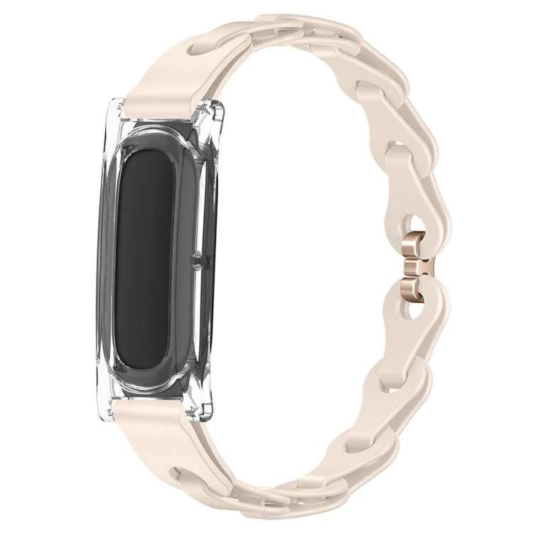 For Google Fitbit Air Transparent PC Case Hybrid Stylish Hollow Silicone Bracelet Watch Band(Starlight)