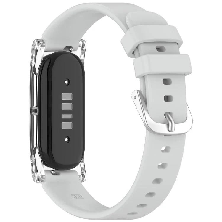 For Google Fitbit Air xDfind Spring Bar Style Clear Watch Case and Silicone Watch Band(Light Grey) - Image 2