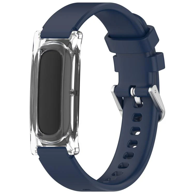 For Google Fitbit Air xDfind Spring Bar Style Clear Watch Case and Silicone Watch Band(Midnight Blue)