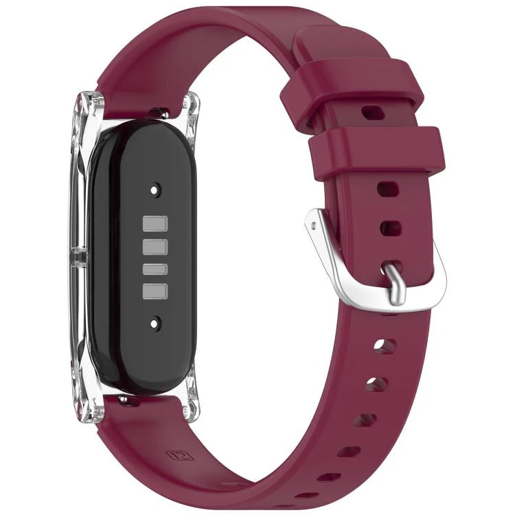 For Google Fitbit Air xDfind Spring Bar Style Clear Watch Case and Silicone Watch Band(Wine Red) - Image 2