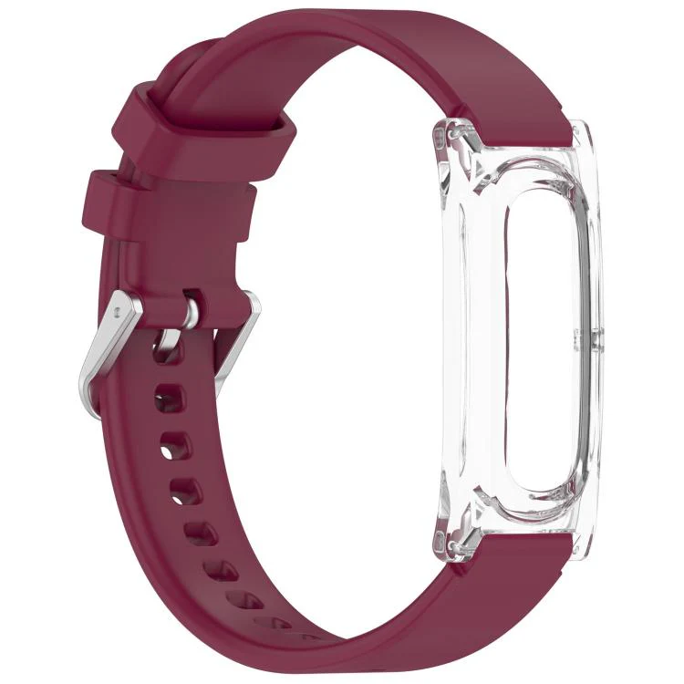 For Google Fitbit Air xDfind Spring Bar Style Clear Watch Case and Silicone Watch Band(Wine Red) - Image 3