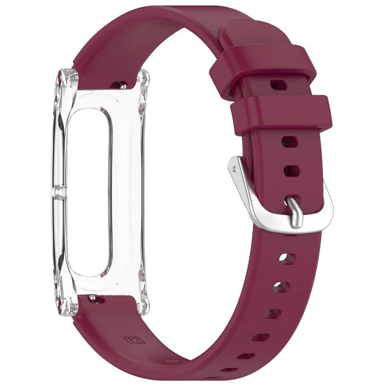For Google Fitbit Air xDfind Spring Bar Style Clear Watch Case and Silicone Watch Band(Wine Red) - Image 4