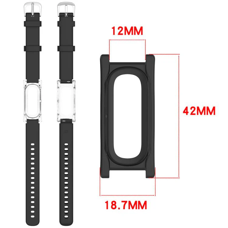 For Google Fitbit Air xDfind Spring Bar Style Clear Watch Case and Silicone Watch Band(Wine Red) - Image 9