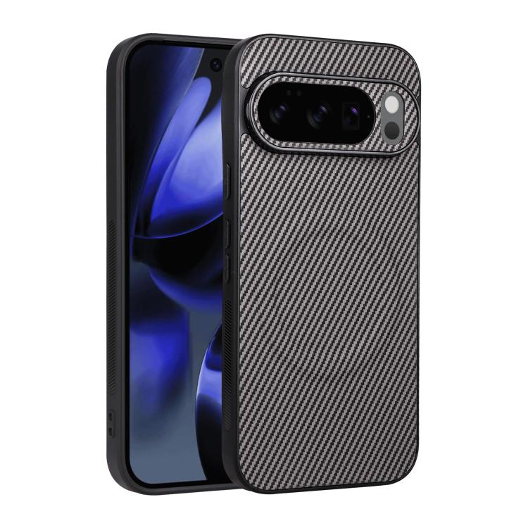 For Google Pixel 10 Pro / 10 Precise Cutout Carbon Fiber Texture Vegan Leather Phone Case(Grey)