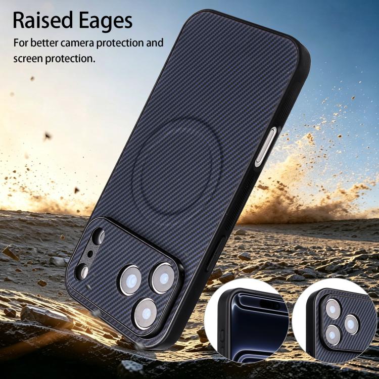 For Google Pixel 10 Pro XL Precise Cutout Carbon Fiber Texture Vegan Leather Phone Case(Blue) - Image 4