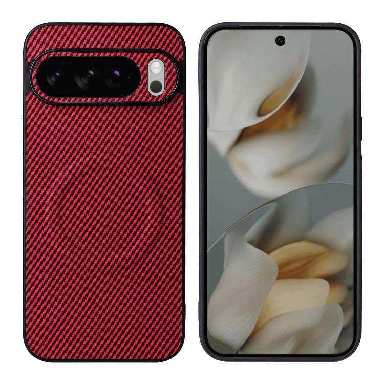 For Google Pixel 10 Pro XL Precise Cutout Carbon Fiber Texture Vegan Leather Phone Case(Red) - Image 2