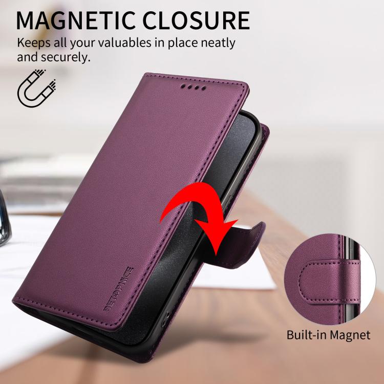 For Google Pixel 10a BETOPNICE Pearlescent RFID Vegan Leather Phone Case with Strap(Purple) - Image 4