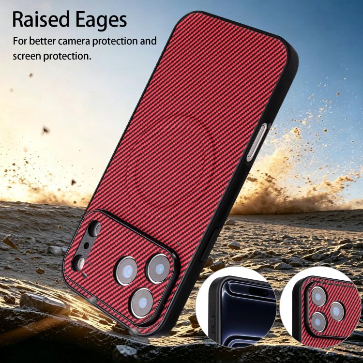 For Google Pixel 10a Precise Cutout Carbon Fiber Texture Vegan Leather Phone Case(Red) - Image 4