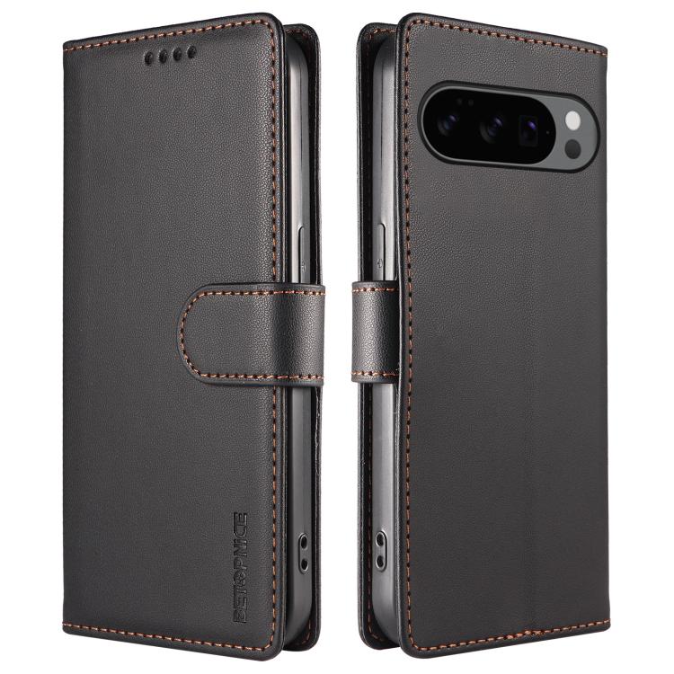 For Google Pixel 11 / 11 Pro / 10 / 10 Pro BETOPNICE Pearlescent RFID Vegan Leather Phone Case with Strap(Black) - Image 2
