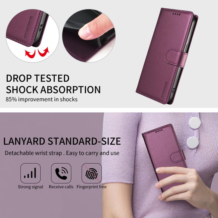 For Google Pixel 11 / 11 Pro / 10 / 10 Pro BETOPNICE Pearlescent RFID Vegan Leather Phone Case with Strap(Purple) - Image 9