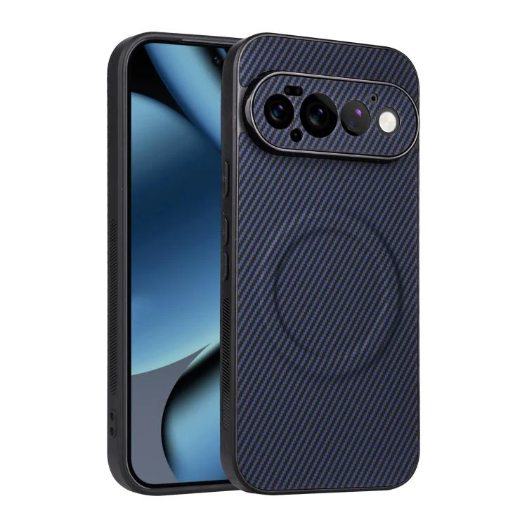 For Google Pixel 11 Pro Precise Cutout Carbon Fiber Texture Vegan Leather Phone Case(Blue)