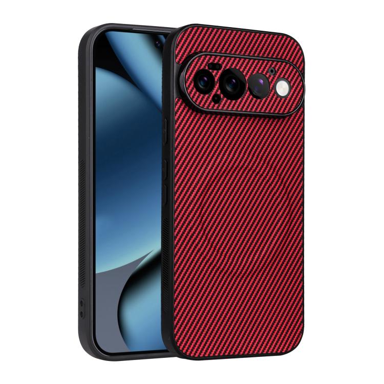 For Google Pixel 11 Pro Precise Cutout Carbon Fiber Texture Vegan Leather Phone Case(Red)