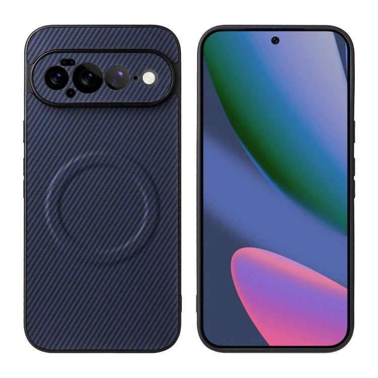 For Google Pixel 11 Pro XL Precise Cutout Carbon Fiber Texture Vegan Leather Phone Case(Blue) - Image 2