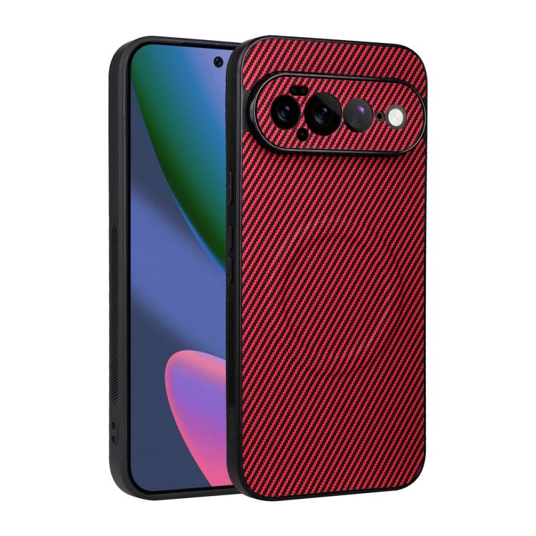 For Google Pixel 11 Pro XL Precise Cutout Carbon Fiber Texture Vegan Leather Phone Case(Red)