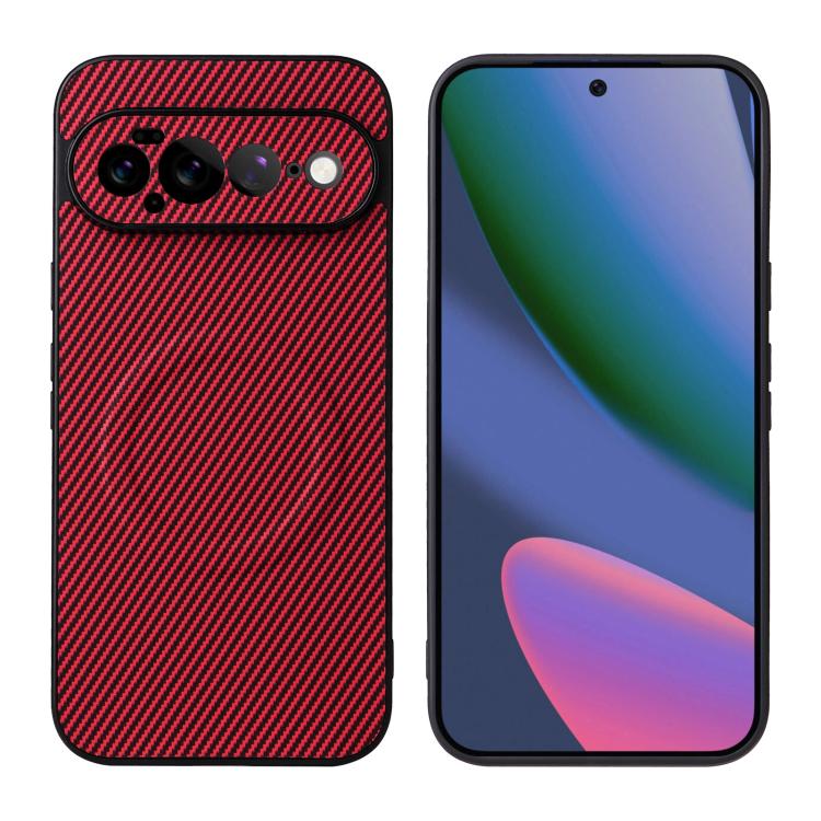 For Google Pixel 11 Pro XL Precise Cutout Carbon Fiber Texture Vegan Leather Phone Case(Red) - Image 2
