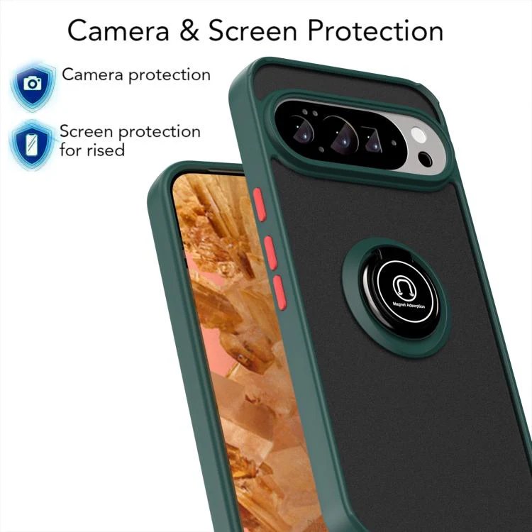 For Google Pixel 11 Pro XL Q Shadow 1 Series TPU + PC Phone Case with Ring(Dark Green) - Image 3