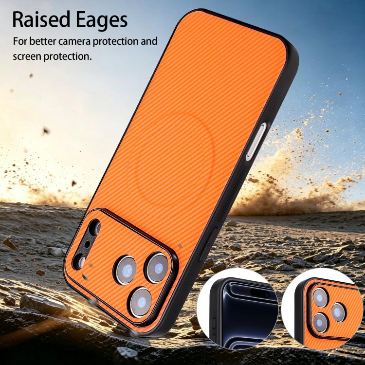 For Google Pixel 6 Precise Cutout Carbon Fiber Texture Vegan Leather Phone Case(Orange) - Image 4