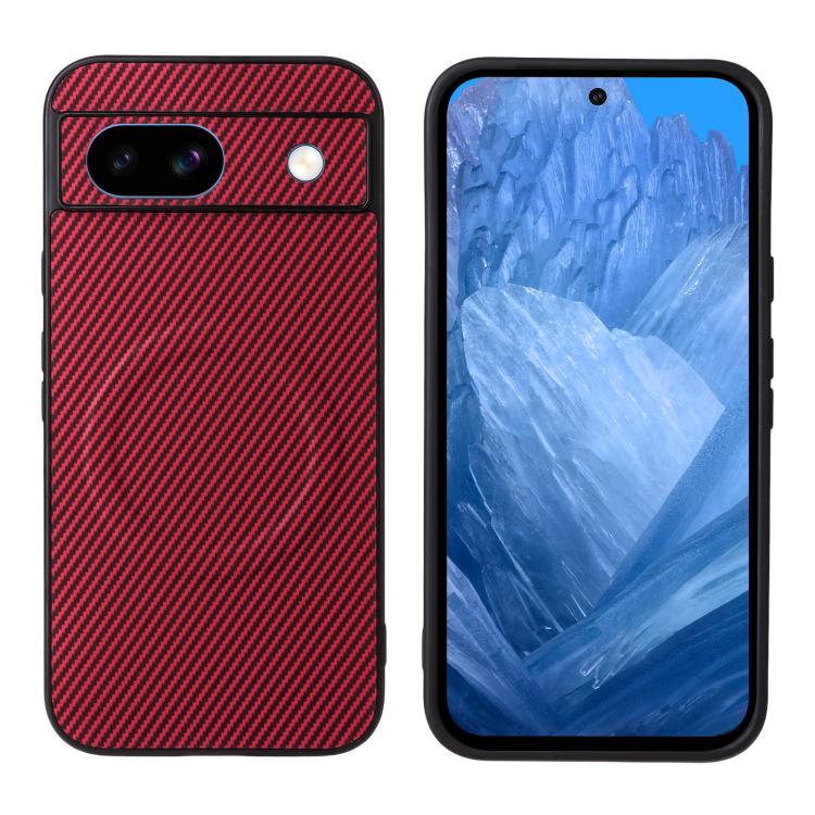 For Google Pixel 8a Precise Cutout Carbon Fiber Texture Vegan Leather Phone Case(Red) - Image 2