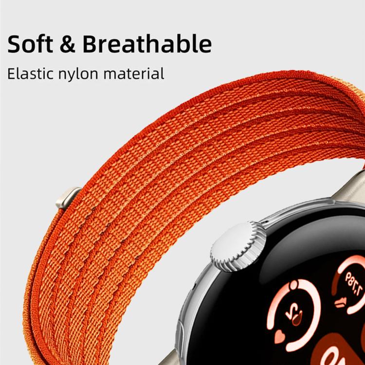 For Google Pixel Watch 4 / 3 / 2 / 1 41mm Cloud-Feel Breathable Nylon Woven Metal Head Watch Band(Danxia Orange) - Image 4