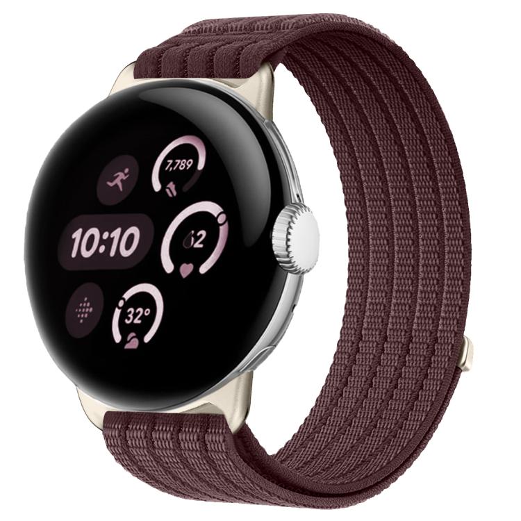 For Google Pixel Watch 4 / 3 / 2 / 1 41mm Cloud-Feel Breathable Nylon Woven Metal Head Watch Band(Smoky Purple)