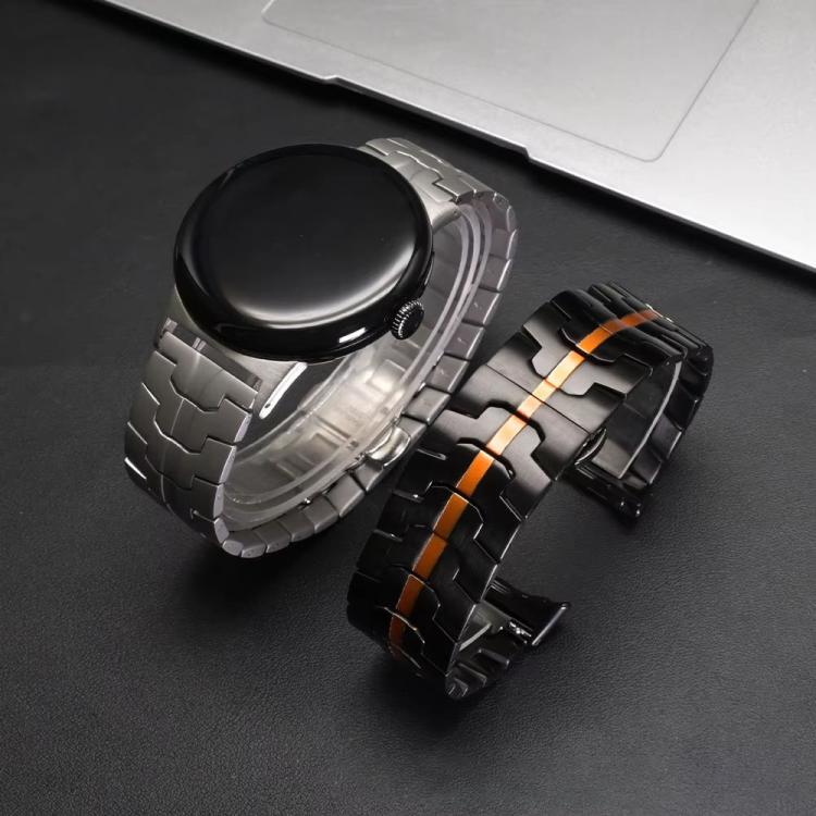 For Google Pixel Watch 4 / 3 / 2 / 1 41mm Iron Man Butterfly Buckle Stainless Steel Watch Band(Titanium Orange) - Image 3