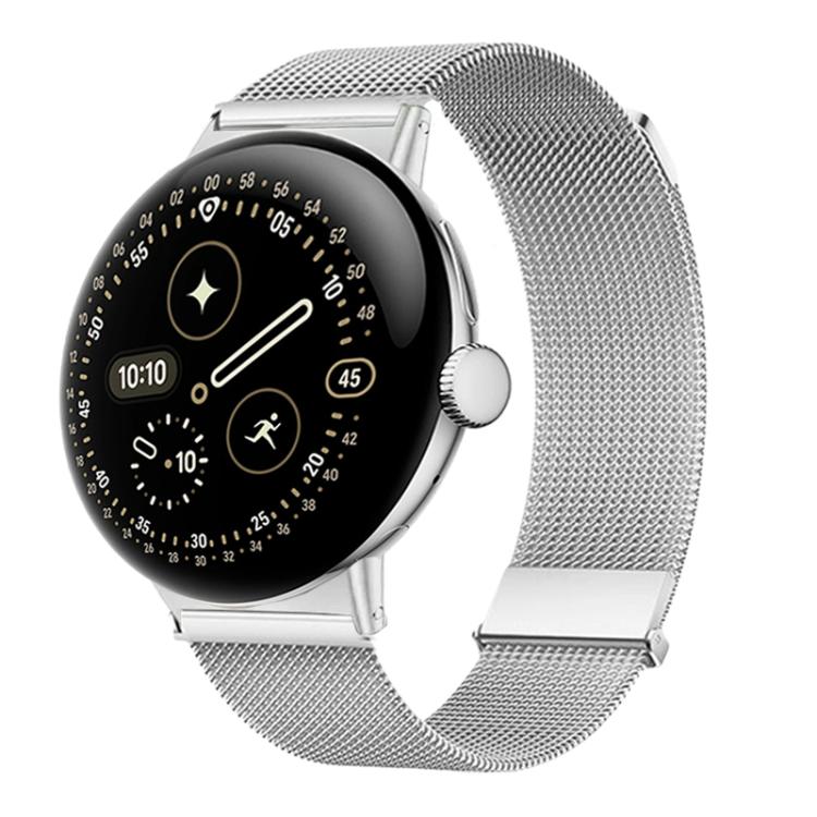 For Google Pixel Watch 4 / 3 / 2 / 1 41mm Loop Dual Magnetic Buckle Milanese Stainless Steel Watch Band(Silver)