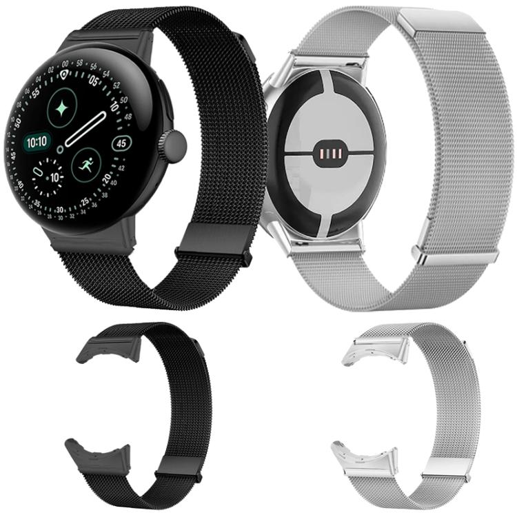 For Google Pixel Watch 4 / 3 / 2 / 1 41mm Loop Dual Magnetic Buckle Milanese Stainless Steel Watch Band(Silver) - Image 4
