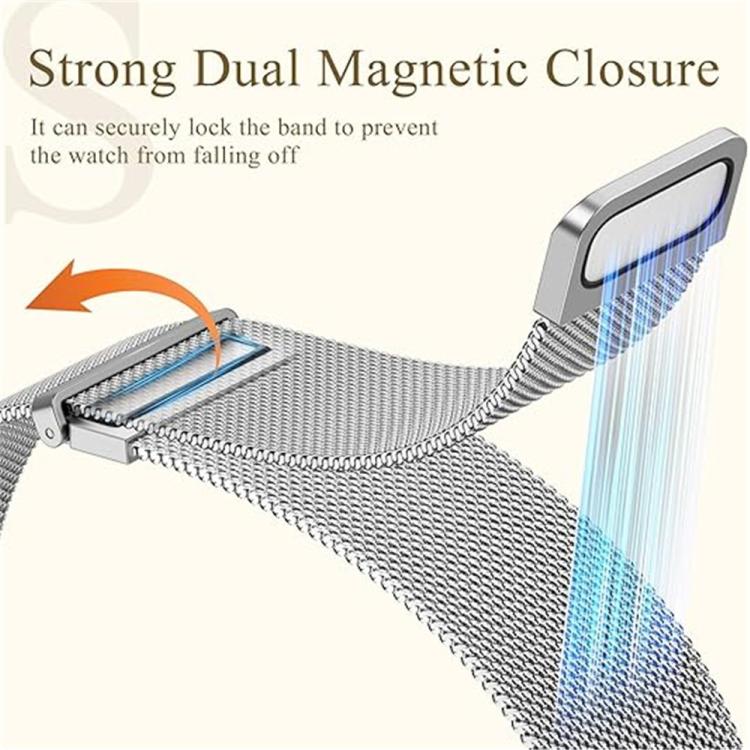 For Google Pixel Watch 4 / 3 / 2 / 1 41mm Loop Dual Magnetic Buckle Milanese Stainless Steel Watch Band(Silver) - Image 7
