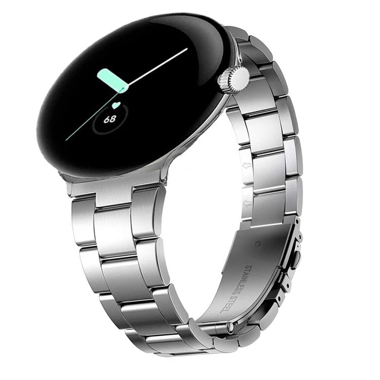 For Google Pixel Watch 4 / 3 / 2 / 1 41mm Slim Three Beads Stainless Steel Watch Band(Silver)