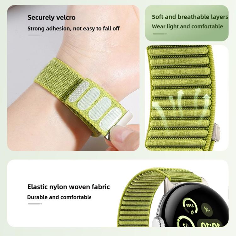 For Google Pixel Watch 4 / 3 / 2 / 1 41mm Woven Nylon Hook And Loop Fastener Metal Interface Watch Band(Gray) - Image 3