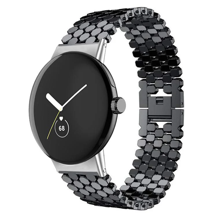 For Google Pixel Watch 4 / 3 / 2 / 1 41mm xDfind Fish Scale Texture Metal Watch Band(Black)