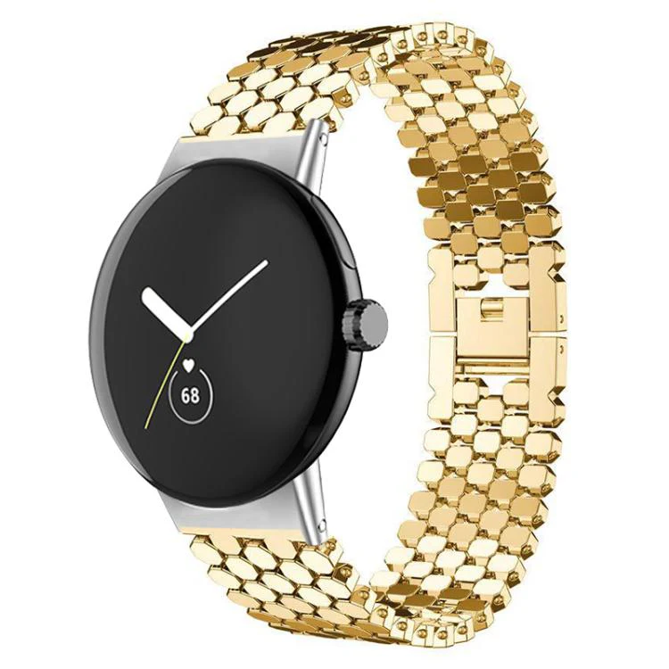 For Google Pixel Watch 4 / 3 / 2 / 1 41mm xDfind Fish Scale Texture Metal Watch Band(Gold)