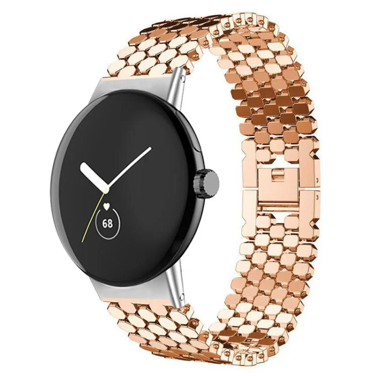 For Google Pixel Watch 4 / 3 / 2 / 1 41mm xDfind Fish Scale Texture Metal Watch Band(Rose Gold)