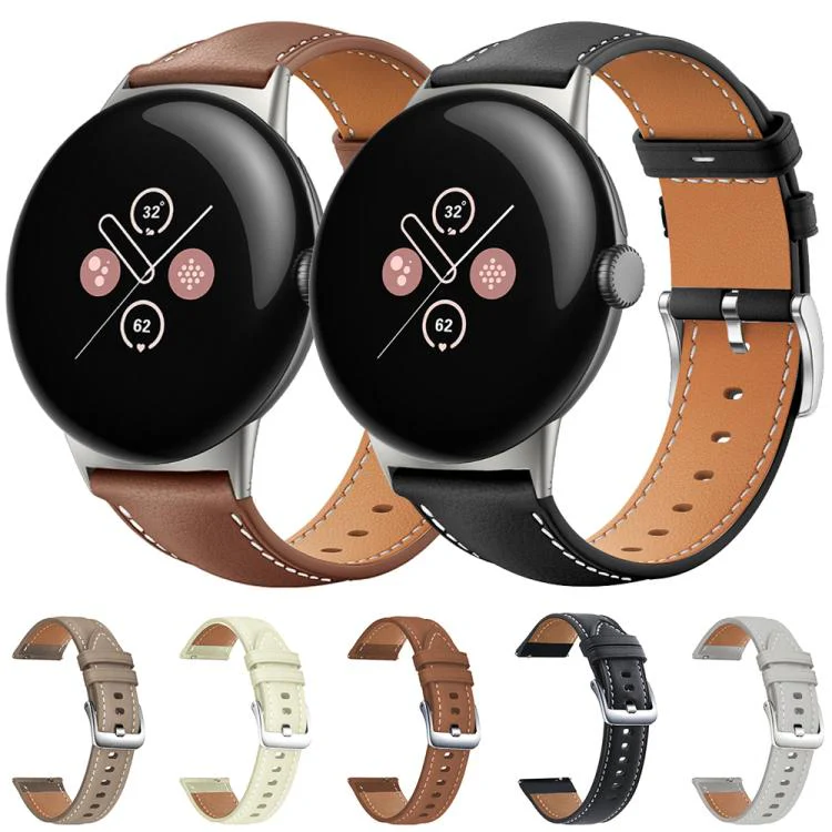 For Google Pixel Watch 4 / 3 / 2 / 1 41mm xDfind Flat Head Black Shark Fine Grain Leather Watch Band(Black) - Image 3