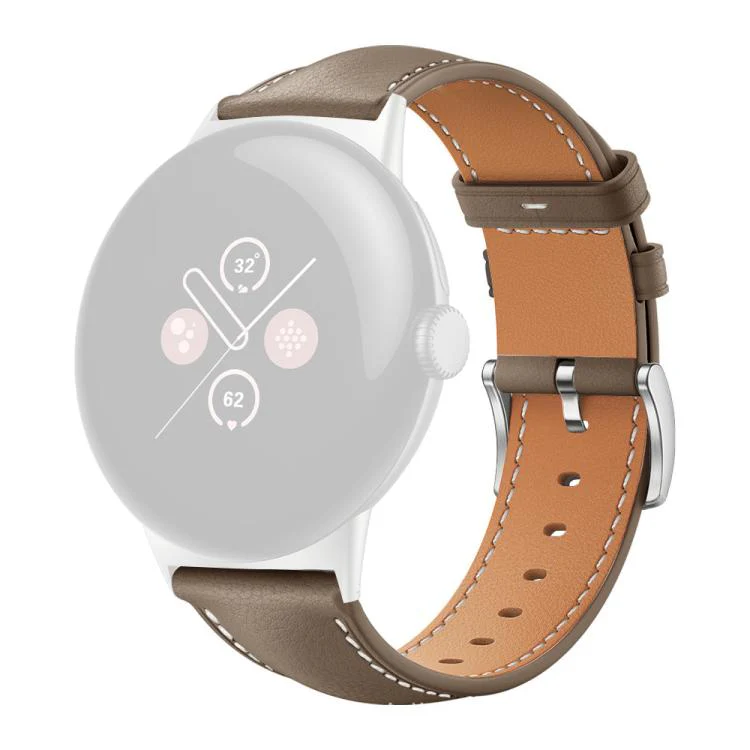 For Google Pixel Watch 4 / 3 / 2 / 1 41mm xDfind Flat Head Black Shark Fine Grain Leather Watch Band(Brown) - Image 2