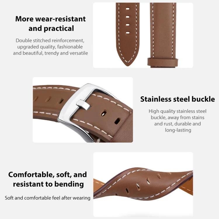 For Google Pixel Watch 4 / 3 / 2 / 1 41mm xDfind Flat Head Black Shark Fine Grain Leather Watch Band(Grey) - Image 6