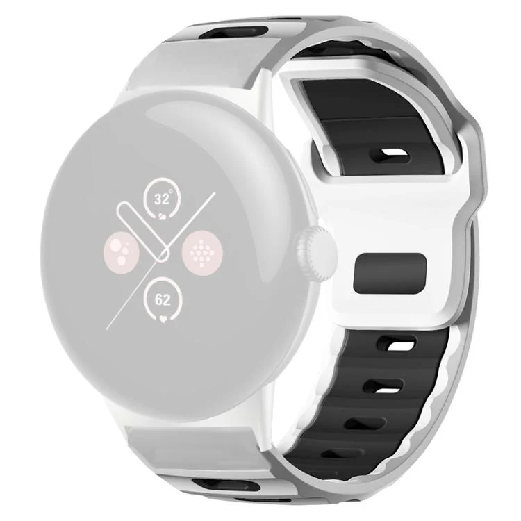 For Google Pixel Watch 4 / 3 / 2 / 1 41mm xDfind Flat-head Dual-color Silicone Watch Band(White+Black) - Image 2