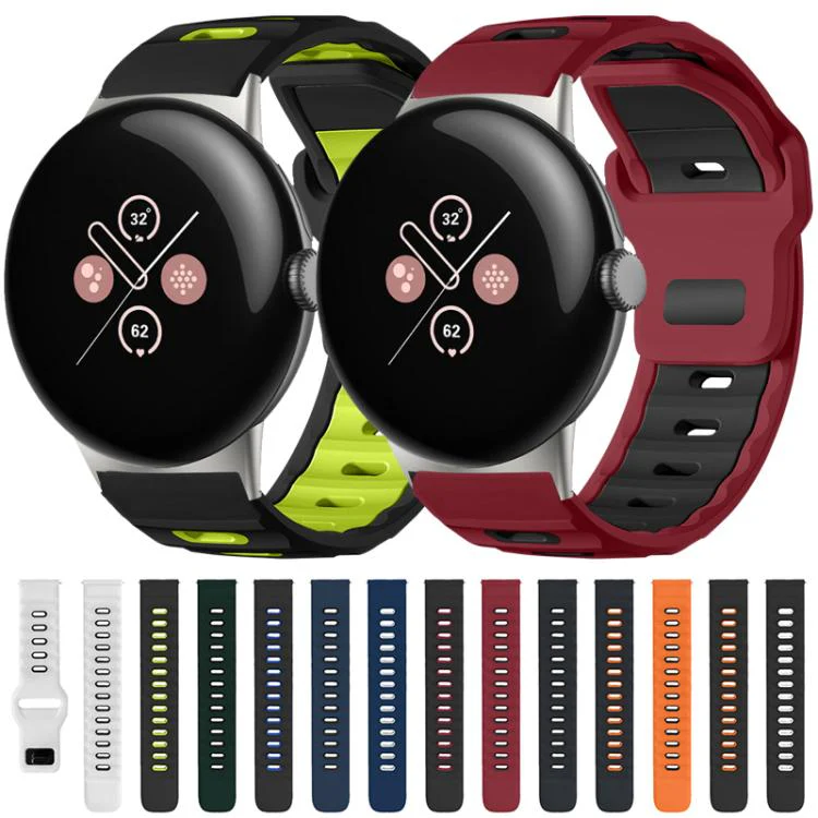 For Google Pixel Watch 4 / 3 / 2 / 1 41mm xDfind Flat-head Dual-color Silicone Watch Band(White+Black) - Image 7