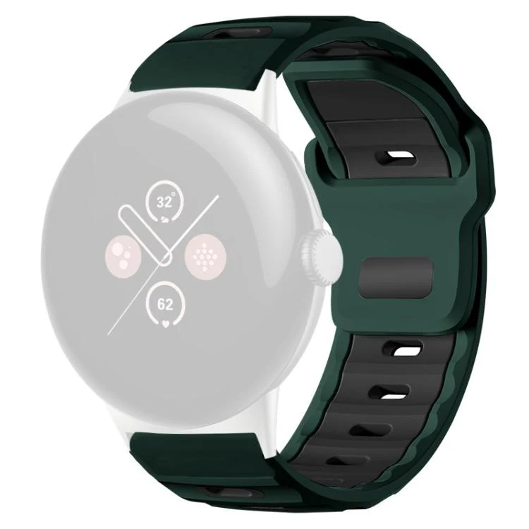 For Google Pixel Watch 4 / 3 / 2 / 1 41mm xDfind Flat-head Dual-color Silicone Watch Band(Wilderness Green+Black) - Image 2