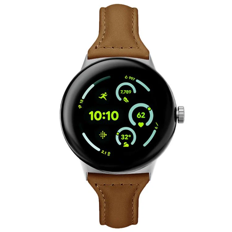 For Google Pixel Watch 4 / 3 / 2 / 1 41mm xDfind Slim Genuine Leather Watch Band(Brown) - Image 3