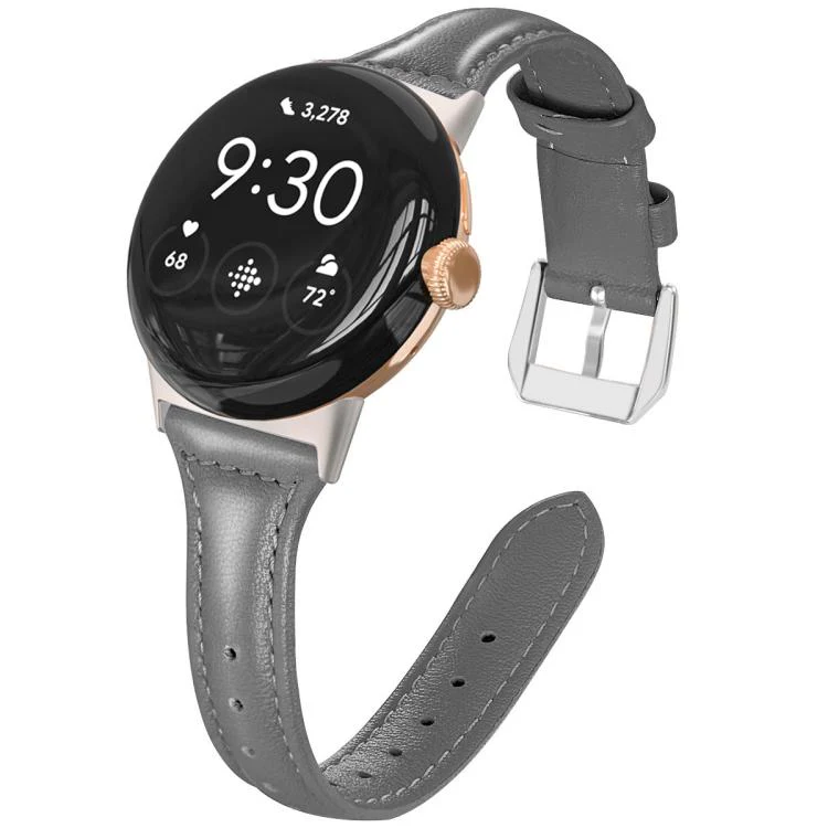 For Google Pixel Watch 4 / 3 / 2 / 1 41mm xDfind Slim Genuine Leather Watch Band(Grey)