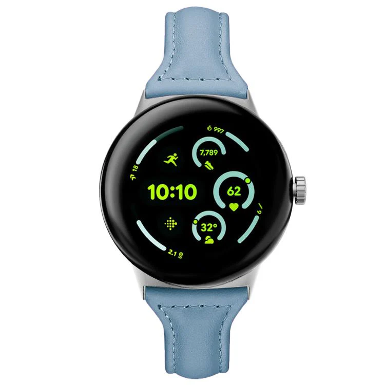 For Google Pixel Watch 4 / 3 / 2 / 1 41mm xDfind Slim Genuine Leather Watch Band(Light Blue) - Image 3