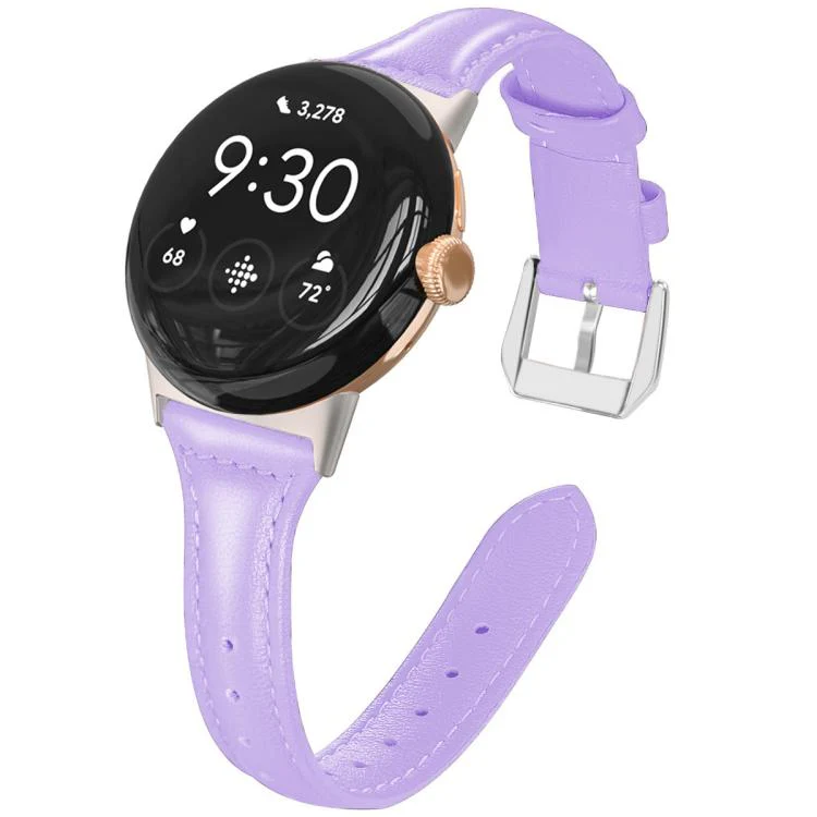 For Google Pixel Watch 4 / 3 / 2 / 1 41mm xDfind Slim Genuine Leather Watch Band(Light Purple)