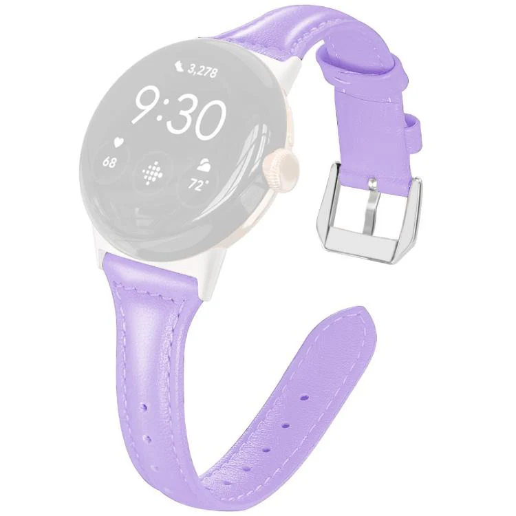 For Google Pixel Watch 4 / 3 / 2 / 1 41mm xDfind Slim Genuine Leather Watch Band(Light Purple) - Image 2
