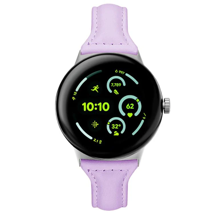 For Google Pixel Watch 4 / 3 / 2 / 1 41mm xDfind Slim Genuine Leather Watch Band(Light Purple) - Image 3