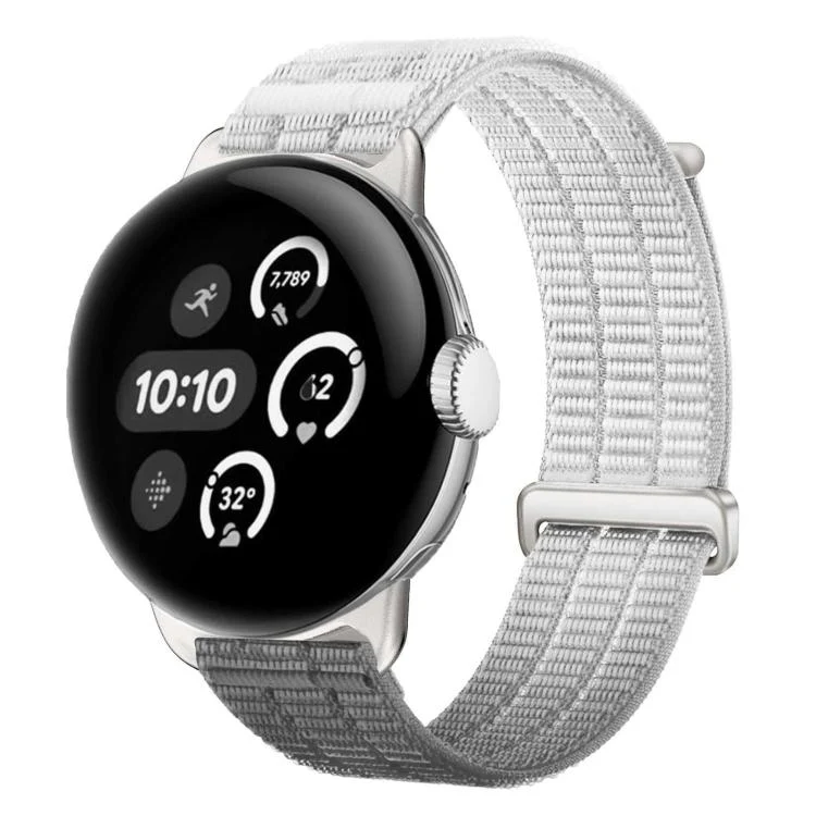 For Google Pixel Watch 4 / 3 45mm Double-Link Cloud-Feel Breathable Nylon Loop Metal Head Watch Band(Mist Gray)